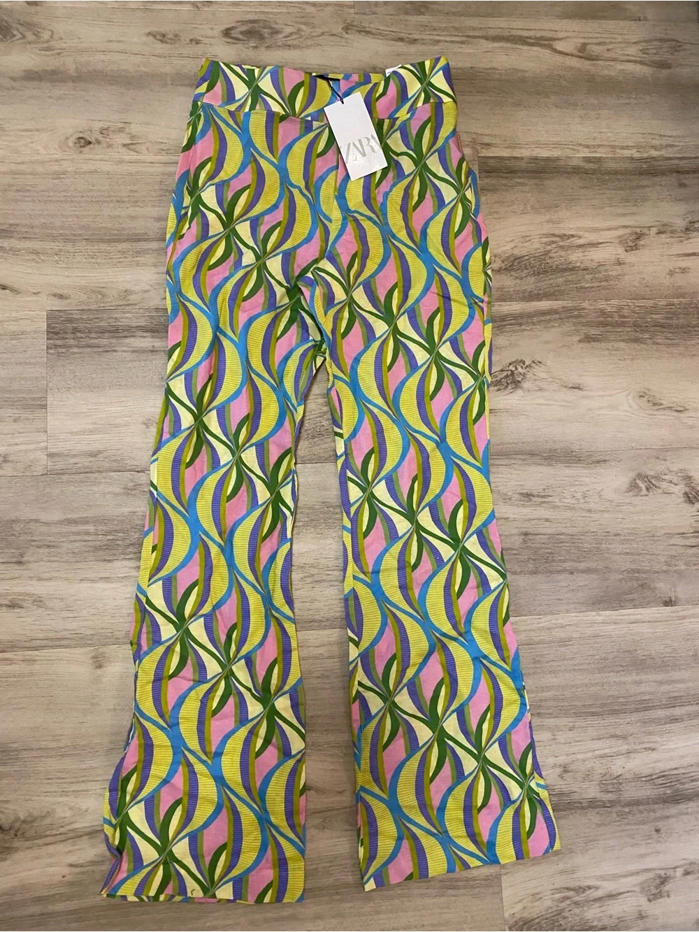 Zara Multicolor Wave Print Crop Top & Pants Set - NWT never worn